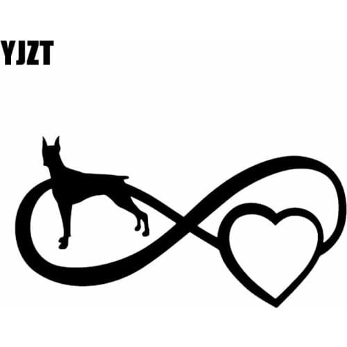 YJZT 17.9X9.3CM Vinyl Decal Dog Doberman Cartoon Window Bumper Car Sticker Black/Silver C24-1168