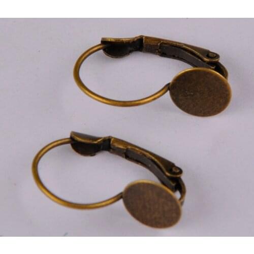 1000pcs Antique Bronze 8mm Pad Lever Earring Hooks Wire Settings Base Bezel Earrings Blanks For Jewelry Making Finding Supplies