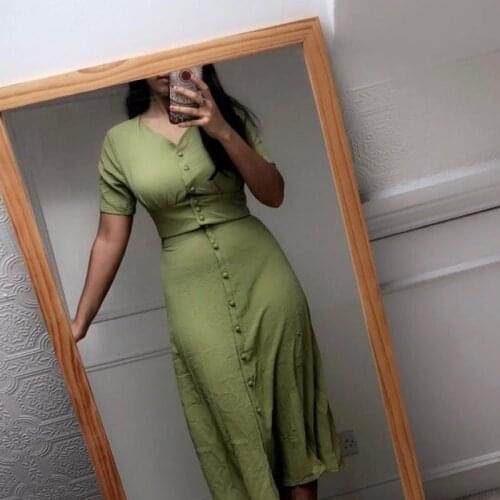 Sexy Sweet Two-piece Set Solid V-neck Crop Tops and A-line Slim Long Skirts Casual Outfits Summer Suits Clothes for Women 2021