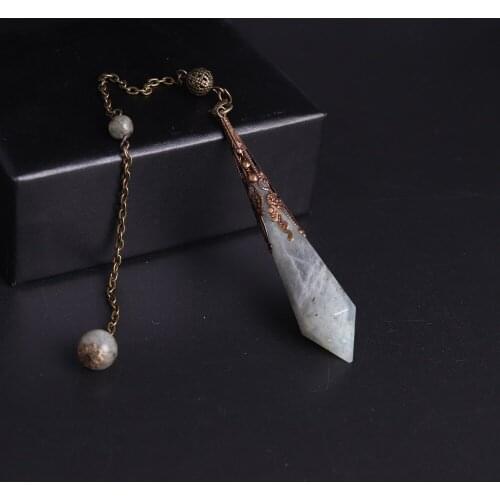 1PC Orgone Energy Dowsing Pendant Natural Stone Labradorite Moonstone Reiki Healing Meditation Pendulum Jewelry Packing With Box