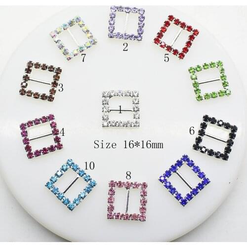 New Hot 10Pcs 16mm Square Diy jewelry Accessories rhinestones Ribbon Sewing clothing embellishments caps Decoration For Making