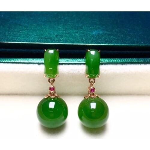 18K gold inlaid jasper ball beads earrings jde02