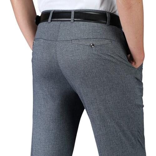 2020 Fashion Mens Dress Pants Plus Size 40 Casual Long Pants Suit Pants Business Office Male Elastic Straight Formal Trousers