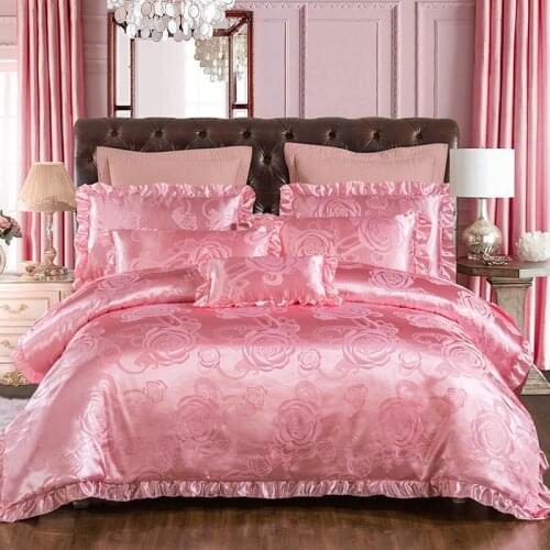 2021new Cotton Satin Jacquard Luxury bedding sets queen king size duvet cover set bed skirt set pillowcase bedclothes 4Pcs