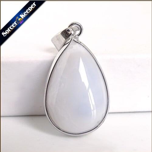 A+ Real Natural Gem Stone Blue Chalcedony Agates Cabochon Beads Crystal Necklace & Pendant Women Accessories bijou Jewelry PS704