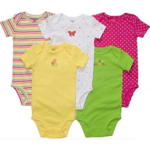 Retail Baby Bodysuits Baby Clothes NewBorn Short Sleeve Pajamas Toddler Bodysuit 5pcs/lot