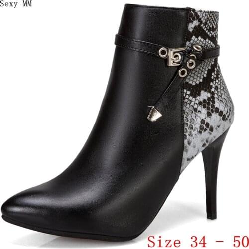 Spring Autumn High Heel Women Ankle Boots Woman Short Boots High Heel Shoes Plus Size 34 - 40 41 42 43 44 45 46 47 48 49 50