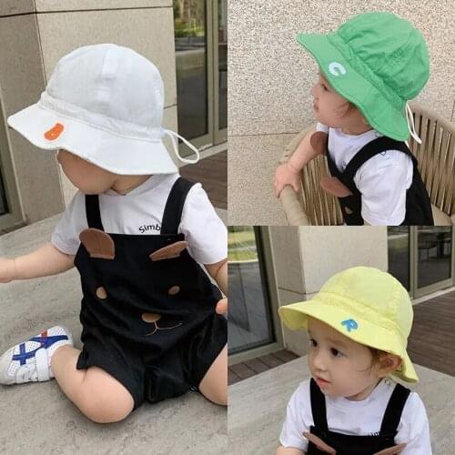 Kids Baby Hat New Spring Autumn Children Cap Korean Version Bucket Hats Simple Letter Boy Girl Fishing Caps Unisex Beach Bonnets