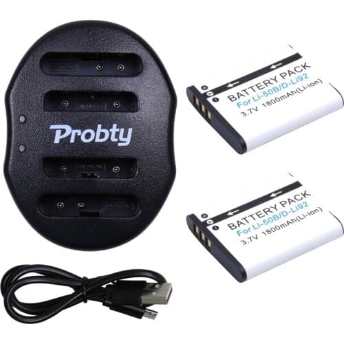 2pcs 1800mAh Li-50B D-LI92 Li 50B D LI92 Li-ion camera Battery + USB Dual Charger For Olympus 1020 1010 1030 Pentax X70