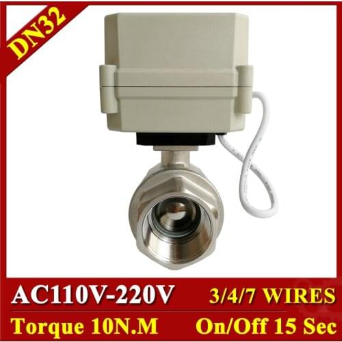 Tsai Fan Full Port 2 Way Stainless Steel 1-1/4'' Electric Operated Valve AC110V-230V 3/47 Wires DN32 Motorized Ball Valve