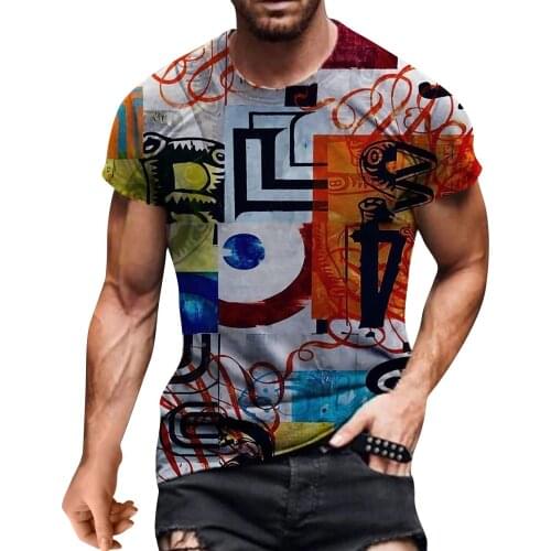 Fashoin Printed Short Sleeve T Shirt Men Sport Casual Crew Neck Tops Summer Muscle Training T-shirts Daily Sportswear Camiseta