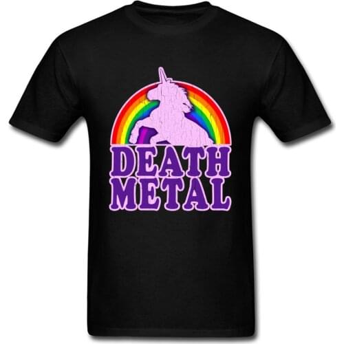Geek Death Metal Unicorn Tshirt Black Mens Tees 2018 New Rainbow Graphic T Shirt Hip Hop Band T-Shirt Sweatshirt Summer Autumn