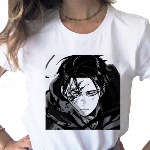 Japanese Anime Attack On Titan shirt print ladies T-shirt casual basis O-collar white shirt short sleeve ladies Tshirt,Drop Ship