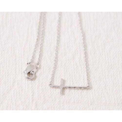 Hot trendy women necklace Sideways Hammered Cross Pendant Necklace best christmas gift for friend