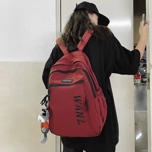 Korean Youth School Bag Female Travel Nylon Backpack With Pendant Multi-purpose Casual Backpack Men