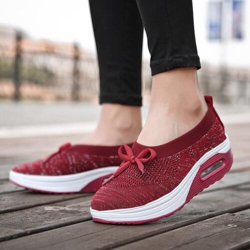 Women Sneakers Casual Shoes Comfortable Mesh Lace-Up Ladies Sport Shoes Wedges Chunky Womens Vulcanized Shoes Females Sneakers