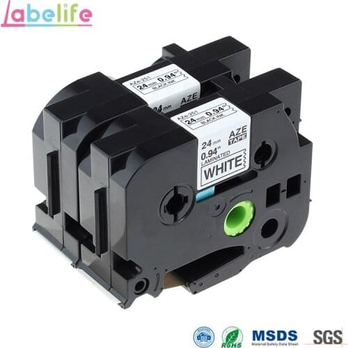 Labelife 24mm black on white TZe251 TZ251 TZe-251 TZe 251 compatible tape for p touch label tape