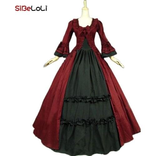 Renaissance Faire Queen Princess Fancy Dress Wine Red Victorian Ball Gown Theater Reenactment Costume