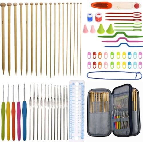 1 SET Multifunctional Sewing Kit Different Sizewooden Wool Needle Long Crochet Different Size Knitting Needle DIY Sewing Tools