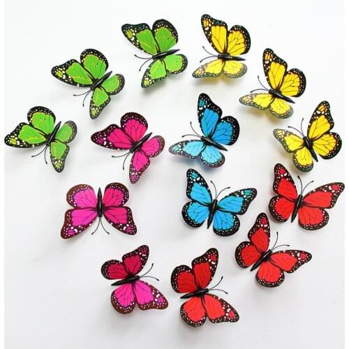Butterfly Wall Stickers on The Cabinet 3d Home Decor In Nursery Mural Living Childrens Room Decoration Refrigerator Accessories