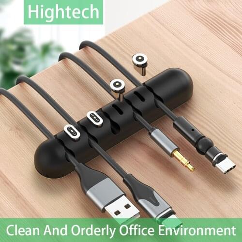 Hightech Desktop Charging Data Cable Organizer 5 Ports With Magnetic Ports Creative Gift Storage Fixed Cable Management Clip