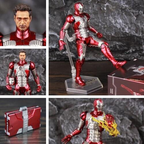 NEW 2021 Marvel Iron Man MK5 Mark V Suitcase 7" Movie Action Figure Ironman Mark 5 Tony Stark Legends Original ZD Toys Doll