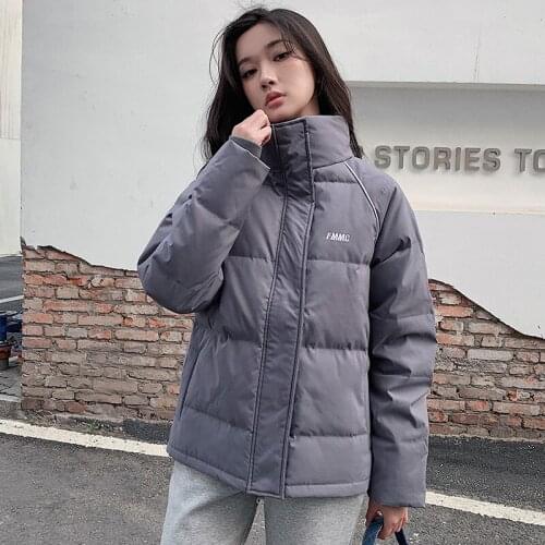 2021 New Winter Jacket Female Grey Black Down Cotton Coat Women Fashion Jackets Winter Coat Warm Woman Clothing Casual Parkas
