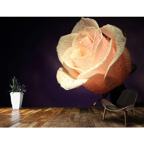 Papel de parede Beautiful rose with drops of water flower wallpaper mural living room tv wall bedroom wall papers home decor