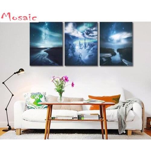 Full Square/Round resin Drill 5D DIY Diamond Painting 3 piece Snow City diamond Embroidery Cross Stitch Home decor set