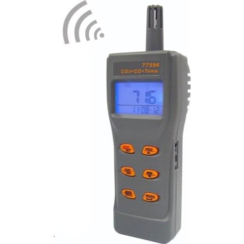 AZ77596 Combo CO2 & CO & Temperature Portable Meter Checking Indoor Air Quality Gas Detector Big LCD w / Backlight Display