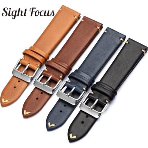 20mm 22mm Handmade Italian Leather Watchbands for Rado Captain Cook Watch Straps Minimalism Bracelets for Nomos Watch Band Belts