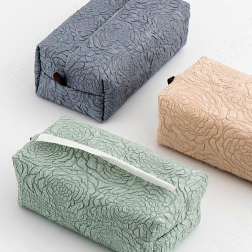 Retro Fabric Tissue Box Creativity Relief Living Room Desktop Paper Boxes Restaurant Napkin Organizer European Home Decoration