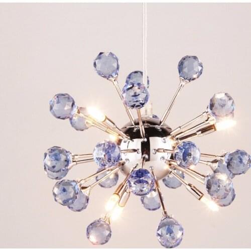 6-light Floral Shape K9 Purple Luxury Crystal Chandelier Living Room Hanging Light Fixture Lighting PL434