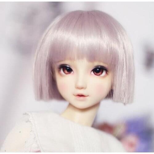 New 22-24cm Konjac pink Short hair One knife flat wig 1/3 BJD SD DD Doll Wig