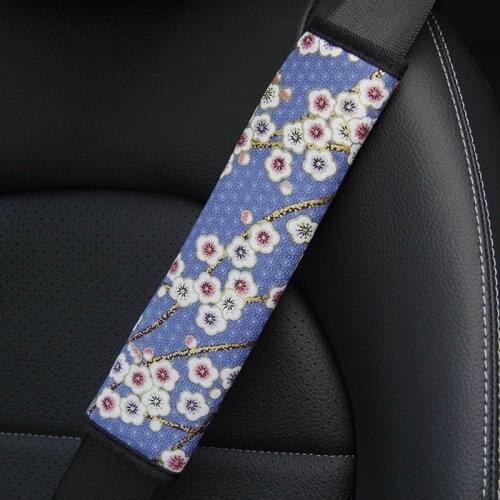 Sakura Plum Car Seat Belt Shoulder Cover Polyester Fiber Car And Truck Universal Seat Belt Cover Shoulder Pad 6.5X23cm 1PC New