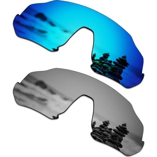 SmartVLT 2 Pieces Polarized Sunglasses Replacement Lenses for Oakley Flight Jacket Ice Blue and Silver Titanium