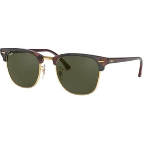 Rayban Clubmaster 3016 W0366 51 Vintage Sunglasses Brown Frame G-15 Green Lenses Unisex Sunglasses 2021