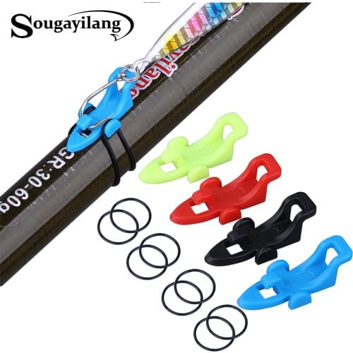 Sougayilang 4pcs Portable Accessories Hard Bait Fishing Hook Keeper Lure Baits Holder with 2 Rubber Rings for Fishing Rod Gear