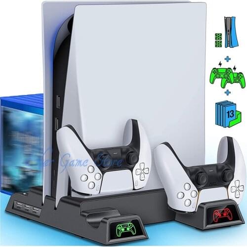 PS5 Cooling Vertical Stand 2 Controller Charger 2 Cooler Fan 13 Game Storage for Playstation 5 Digital Edition/Ultra HD Console