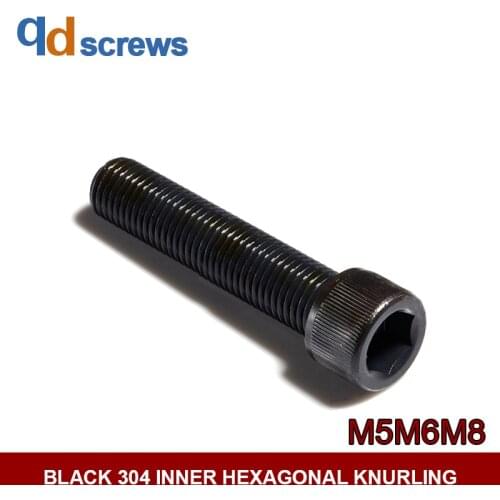 Black oxide 304 M5M6M8 hexagon socket cap screws knurled inner hexagon stainless steel bolt DIN912 GB70.1