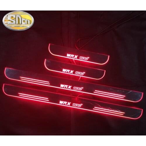 SNCN Waterproof Acrylic Moving LED Welcome Pedal Car Scuff Plate Pedal Door Sill Pathway Light For Subaru WRX STI