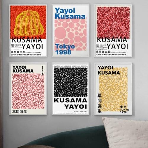 Yayoi Kusama Artwork Exhibition Posters and Prints Gallery Wall Art Pictures Museum Canvas Painting for Living Room Home Decor