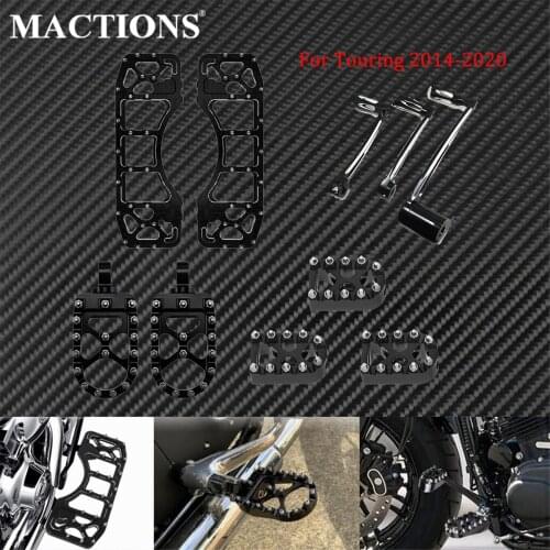 Motorcycle Driver Floorboards Rear Footpegs 3PC Shifter Pegs W/ Brake Arm Kit Shifter Lever Set For Harley Touring Trike 2014-20