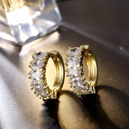 ZHOUYANG Punk Luxury Earrings Hoops For Women Gold Color Zircon Accessories Wholesale Fashion Ear Piercing Jewelry Gifts KBE394