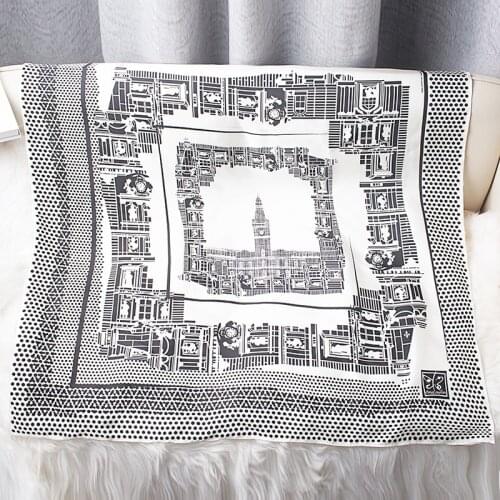 Fashion Print 100% Twill Silk Scarf Shawl for Women Elegant Neckerchief Necktie Wraps Foulard 35"x35"