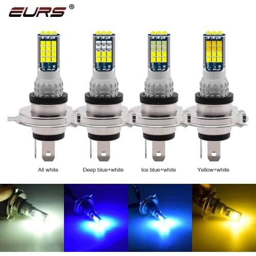 1pcs H4 LED Car Lights H8 H9 H11 H7 HB3 HB4 9005 9006 H3 H1 LED Headlight Bulb Dual Color Car Fog Lamp White Yellow Blue 12V