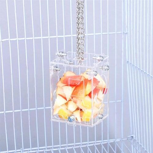 1pc Transparent Multifunction Bird Feeder Creative Acrylic Hanging Forage Toy Bird Parrot Feeder Pet Feeding Supplies