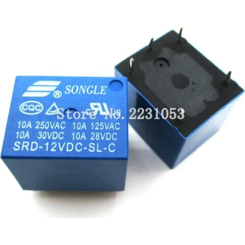 10PCS/LOT SRD-12VDC-SL-C Relay T73-12V 5 pin PCB Type 10A 12V DC Power Relay
