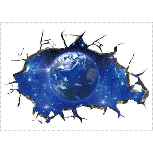 2 pieces / pack) 3D simulation broken wall universe series bedroom ceiling decoration home wallpaper wall sticker