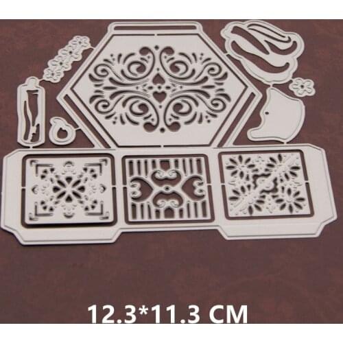 2021 New Hexagon Box Cutting Dies DIY Scrapbooking Embossing Paper Photo Frame Stamps Crafts Template Mould Stencils